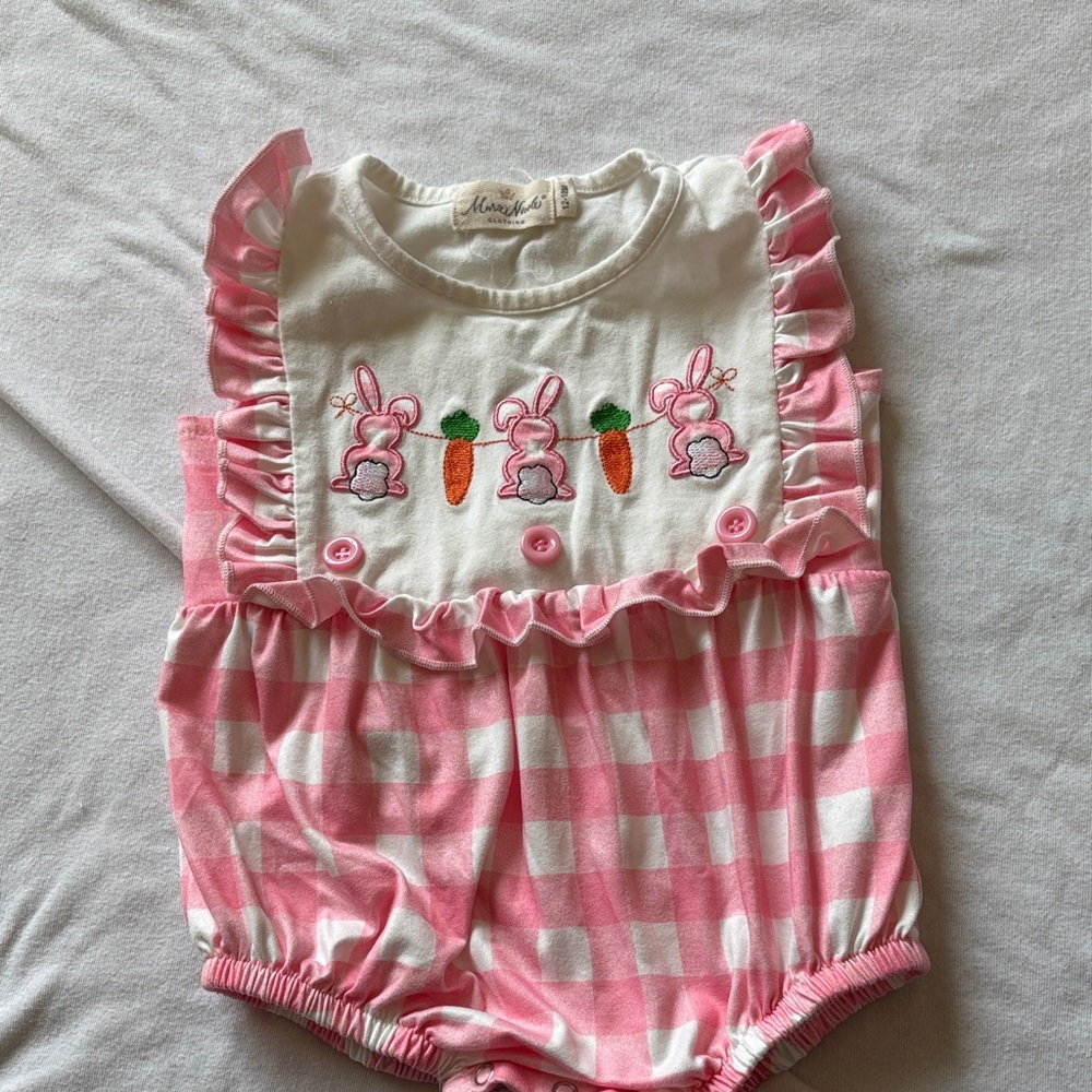 Pink and White Checkered Kids One Piece